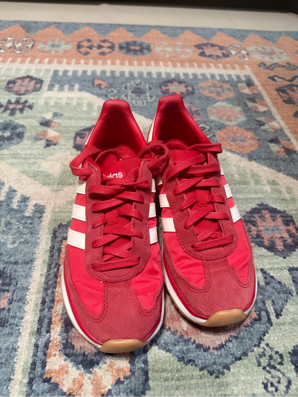 adidas Red and White Women’s Retro-Style Sneakers